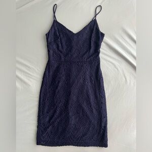 GUESS Navy Blue Lace Bodycon Mini Dress